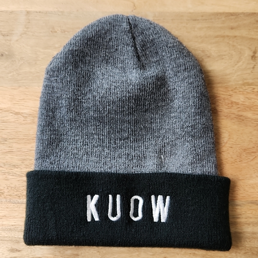 KUOW Gray and Black Beanie